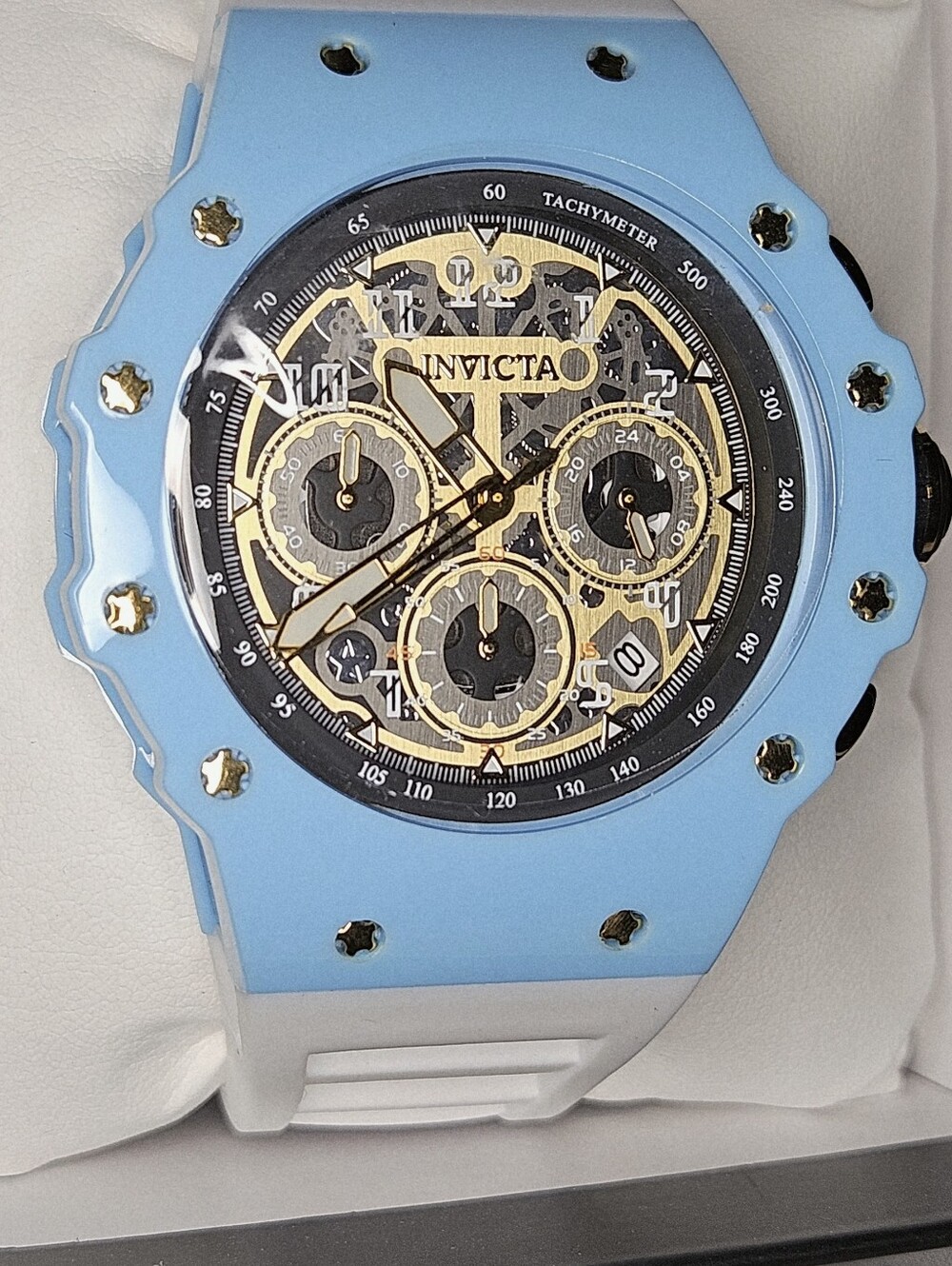 Invicta Racing Vaulthan Blue and Gold Chronograph Watch New In Box With Tags